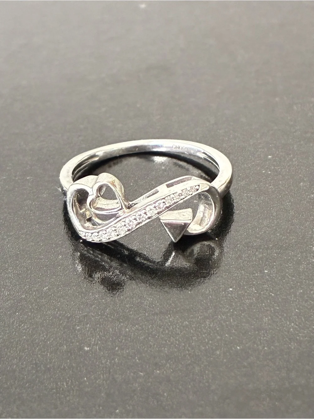 925 Sterling Silver Heart Arrow Ring with Natural Diamond